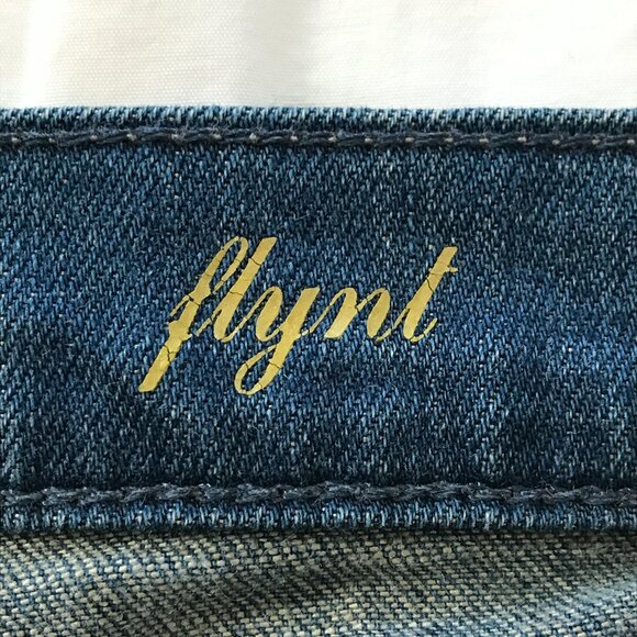 7 for All Mankind Flynt Flare Bootcut Jeans Women 14 Blue Low Rise Embroidered - Picture 6 of 16